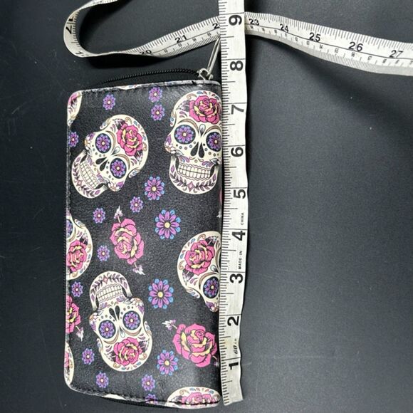 Sugar Skull Zip Around Wallet Faux Leather - Picture 8 of 11